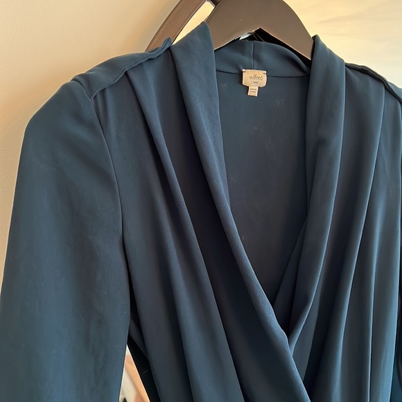 Wilfred turquoise wrap mini dress, size 2 - Picture 2 of 6